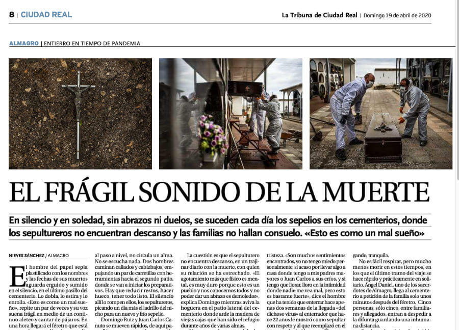 Reportaje en La Tribuna de Ciudad Real titulado “El frágil sonido de la muerte”, obra de Nieves Sánchez y Pablo Lorente.