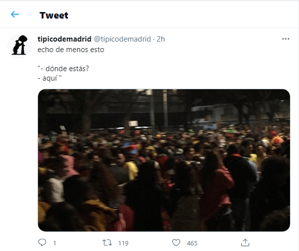 Tweet de 'típico de madrid' donde se "adueña" del Carnaval de Miguelturra.