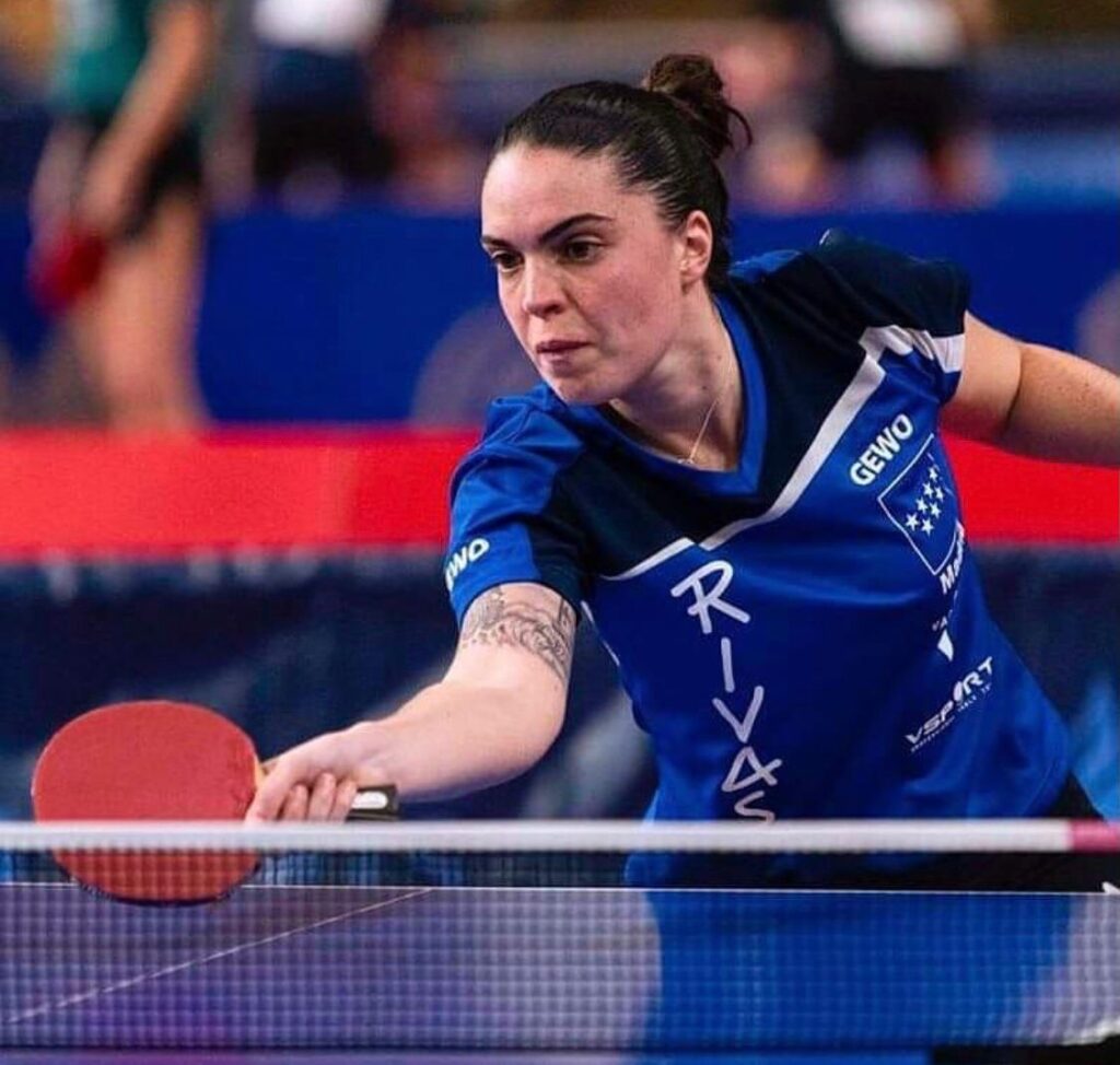 Sofía Barba, en un partido con el Rivas Tenis de Mesa.