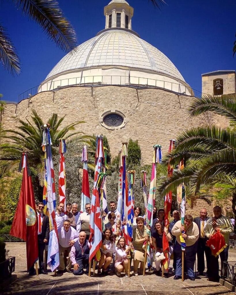 Banderas gremiales en las fiestas del Cristo del año 2019.